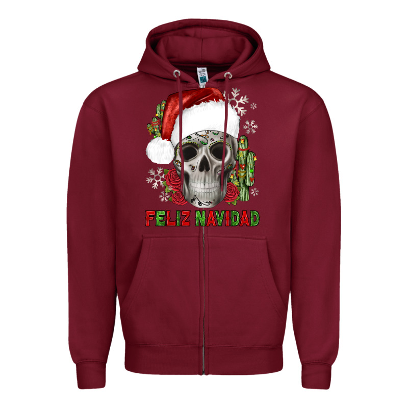 Feliz Navidad Skull Cactus Zipper Hoodie by JahusDesignShop | Teevron