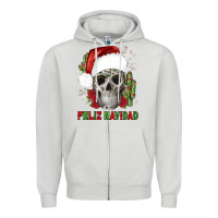 Dove Grey feliz navidad skull cactus Zipper Hoodie - JahusDesignShop