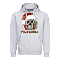 Heather Grey feliz navidad skull cactus Zipper Hoodie - JahusDesignShop