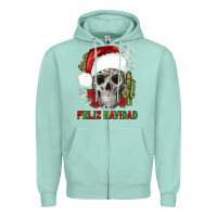 Seafoam feliz navidad skull cactus Zipper Hoodie - JahusDesignShop