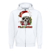 White feliz navidad skull cactus Zipper Hoodie - JahusDesignShop