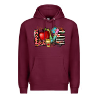 Burgundy love teacher Premium Hoodie - NancyCooperArtShop