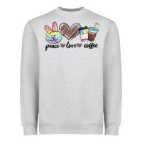 Heather Grey peace love coffee Heavyweight Sweatshirt - MaliasSmallBusiness