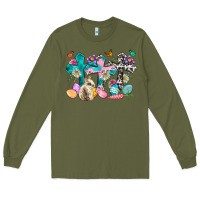 Army Green Western rabbit with Cross and flowers Long Sleeve Tee - Neo Western