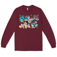 Burgundy Western rabbit with Cross and flowers Long Sleeve Tee - Neo Western
