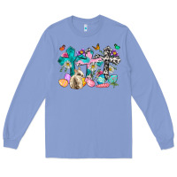Colony Blue Western rabbit with Cross and flowers Long Sleeve Tee - Neo Western
