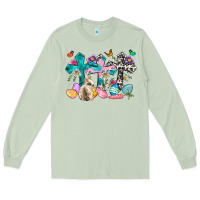 Western Rabbit With Cross And Flowers Long Sleeve Tee | Teevron