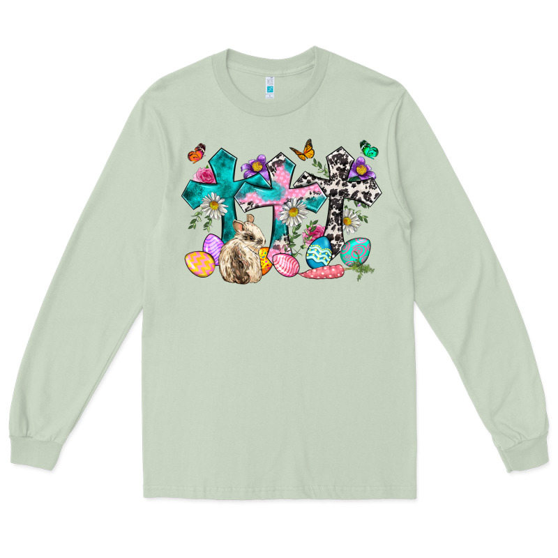 Western Rabbit With Cross And Flowers Long Sleeve Tee by Neo Western | Teevron