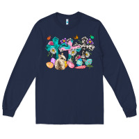 Navy Western rabbit with Cross and flowers Long Sleeve Tee - Neo Western