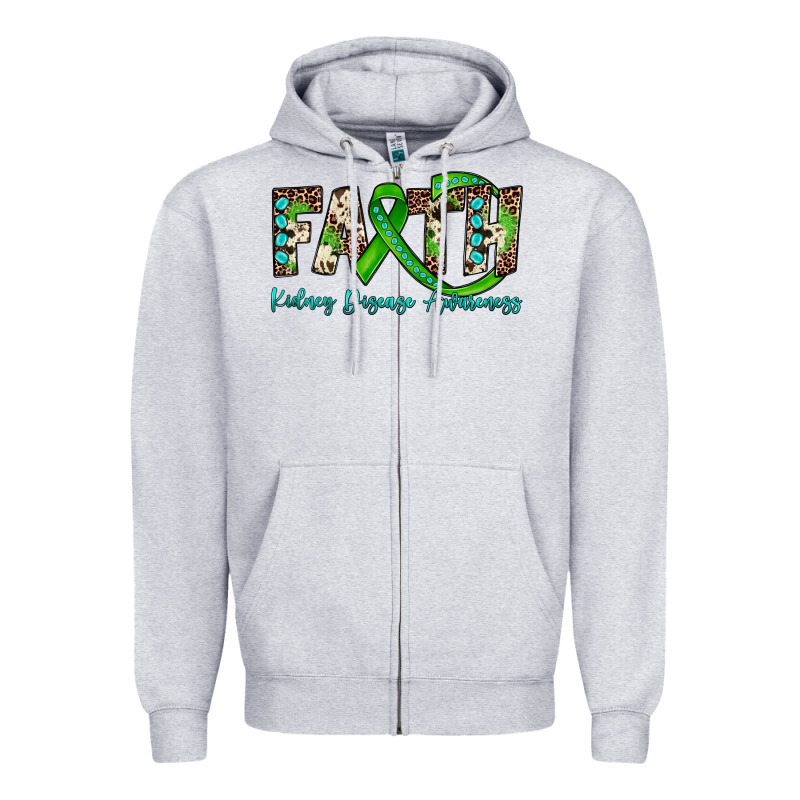 Faith Kidney Disease Awareness Zipper Hoodie by JahusDesignShop | Teevron