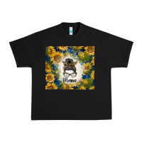 Black sunflowers messy bun mama Urban Heavy Tee - BarkalooDesign