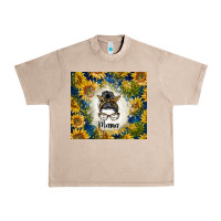 French Oak sunflowers messy bun mama Urban Heavy Tee - BarkalooDesign