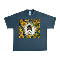 Midnight Navy sunflowers messy bun mama Urban Heavy Tee - BarkalooDesign