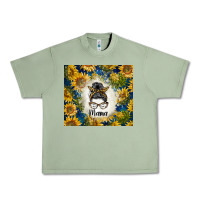 Oil Green sunflowers messy bun mama Urban Heavy Tee - BarkalooDesign