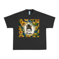 Pigment Black sunflowers messy bun mama Urban Heavy Tee - BarkalooDesign