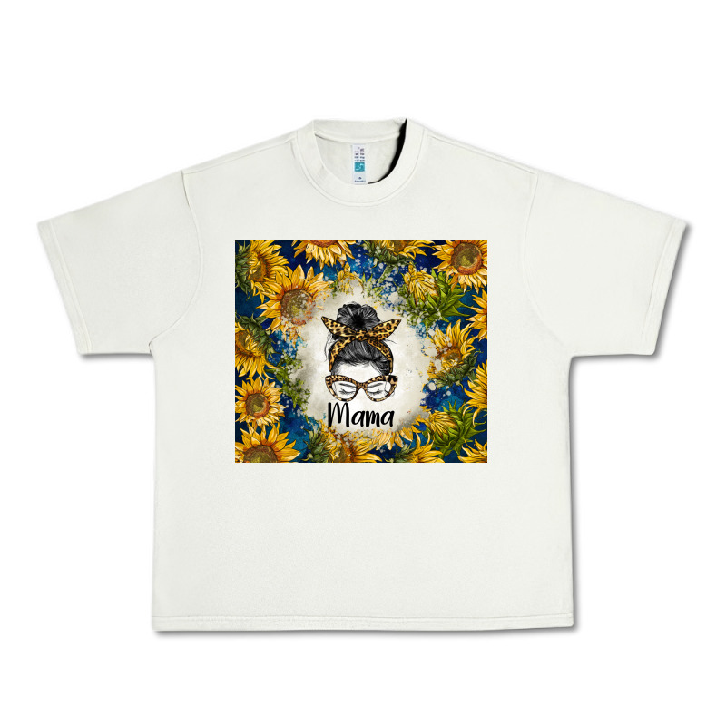 Sunflowers Messy Bun Mama Urban Heavy Tee by BarkalooDesign | Teevron