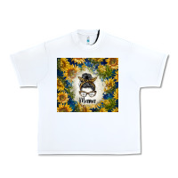 White sunflowers messy bun mama Urban Heavy Tee - BarkalooDesign