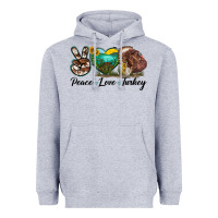 Heather Grey peace love turkey Heavyweight Hoodie - LillyAllenDesigns