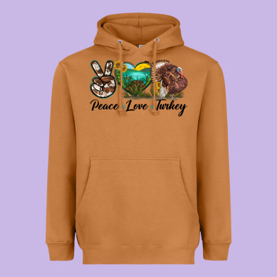 Peace Love Turkey Heavyweight Hoodie Designed By Lillyallendesigns