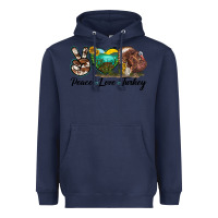 Navy peace love turkey Heavyweight Hoodie - LillyAllenDesigns