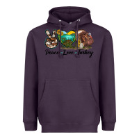 Plum peace love turkey Heavyweight Hoodie - LillyAllenDesigns