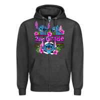 Charcoal Heather preview flower stitch 2nd grade Zipper Hoodie - AdoDesignShop