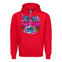 Red preview flower stitch 2nd grade Zipper Hoodie - AdoDesignShop