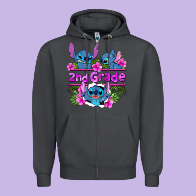 Preview Flower Stitch 2nd Grade Zipper Hoodie Designed By Adodesignshop