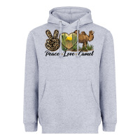 Heather Grey peace love camel Heavyweight Hoodie - LillyAllenDesigns