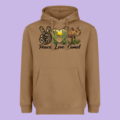 Peace Love Camel Heavyweight Hoodie Designed By Lillyallendesigns