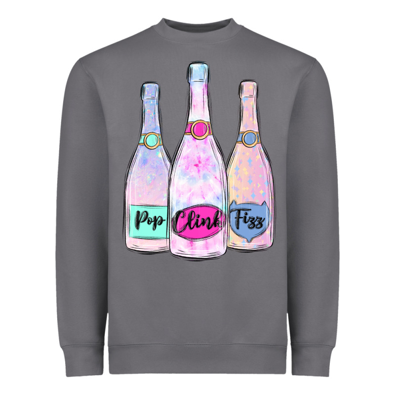 Pop Clink Fizz Champagne Bubbly Heavyweight Sweatshirt by MaliasSmallBusiness | Teevron