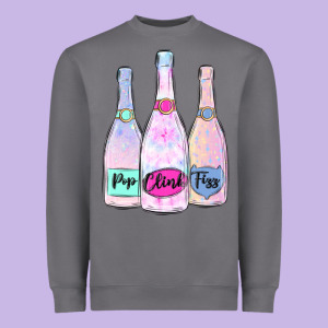 Pop Clink Fizz Champagne Bubbly Heavyweight Sweatshirt Designed By Maliassmallbusiness