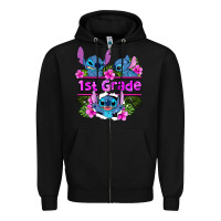 Black preview flower stitch 1st grade Zipper Hoodie - AdoDesignShop