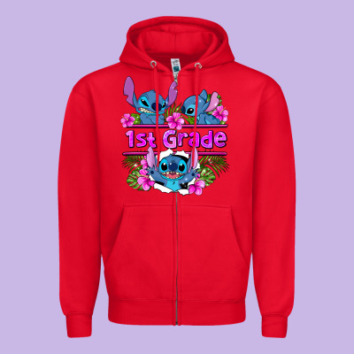 Preview Flower Stitch 1st Grade Zipper Hoodie Designed By Adodesignshop