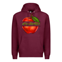 Burgundy teacher life with apple Premium Hoodie - NancyCooperArtShop