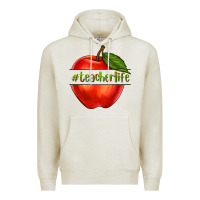 Oatmeal Heather teacher life with apple Premium Hoodie - NancyCooperArtShop