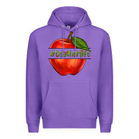 Purple teacher life with apple Premium Hoodie - NancyCooperArtShop