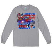 Heather Grey American heart southern soul truck 4th of july Long Sleeve Tee - CowGirlArtShop