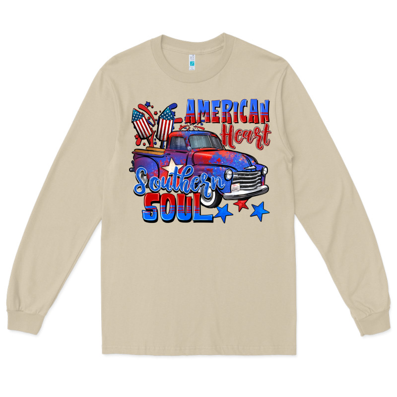American Heart Southern Soul Truck 4th Of July Long Sleeve Tee by CowGirlArtShop | Teevron