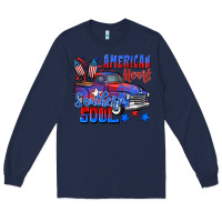 Navy American heart southern soul truck 4th of july Long Sleeve Tee - CowGirlArtShop