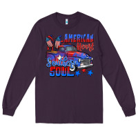 Plum American heart southern soul truck 4th of july Long Sleeve Tee - CowGirlArtShop