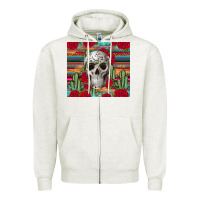 Oatmeal Heather skull cactus Zipper Hoodie - JahusDesignShop