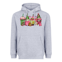 Heather Grey pink christmas gnomes coffee cups Heavyweight Hoodie - Jasminsmagicworld