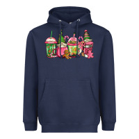 Navy pink christmas gnomes coffee cups Heavyweight Hoodie - Jasminsmagicworld