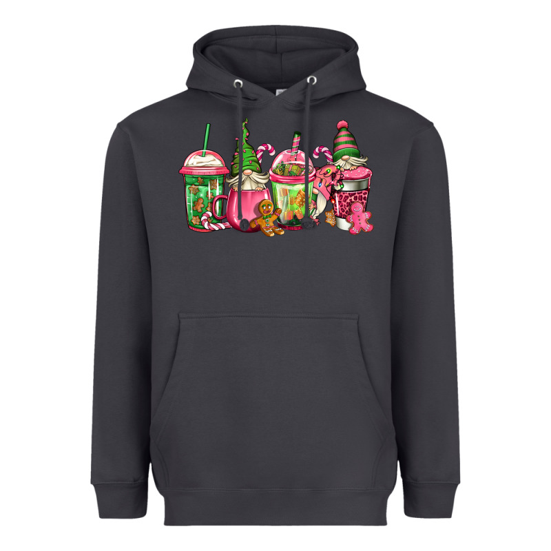 Pink Christmas Gnomes Coffee Cups Heavyweight Hoodie by Jasminsmagicworld | Teevron