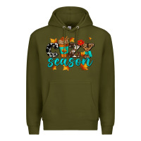 Army Green cozy season with coffee cup Premium Hoodie - AdoDesignShop