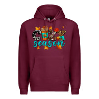 Burgundy cozy season with coffee cup Premium Hoodie - AdoDesignShop