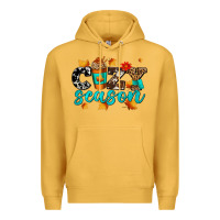 Mustard cozy season with coffee cup Premium Hoodie - AdoDesignShop
