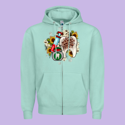 Christmas Dental Sunflower Zipper Hoodie Designed By Jahusdesignshop