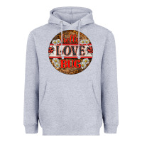 Heather Grey hello love bug ladybug ornament Heavyweight Hoodie - BarkalooDesign